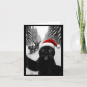 Funny Black Cat Selfie With Santa Christmas Men Wo カード (正面)