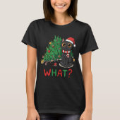 Funny Black Cat What? Christmas Tree Humor Tシャツ (正面)
