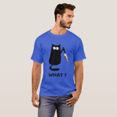 Funny Black Cat What Cute Suspicious kitten Gift W Tシャツ (正面フル)