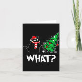 Funny Black Cat Xmas Pushing Christmas Tree Over C カード (正面)