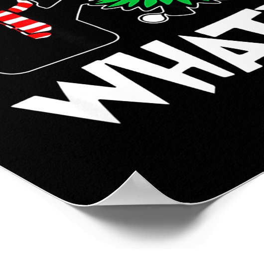 Funny Black Cat Xmas Pushing Christmas Tree Over C ポスター (角)