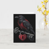 Funny Black Crow Black Bird Funny Crow Valentines  カード (黄色い花)