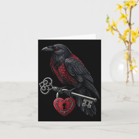 Funny Black Crow Black Bird Funny Crow Valentines  カード (黄色い花)