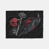 Funny Black Crow Black Bird Funny Crow Valentines  フリースブランケット (正面(横))