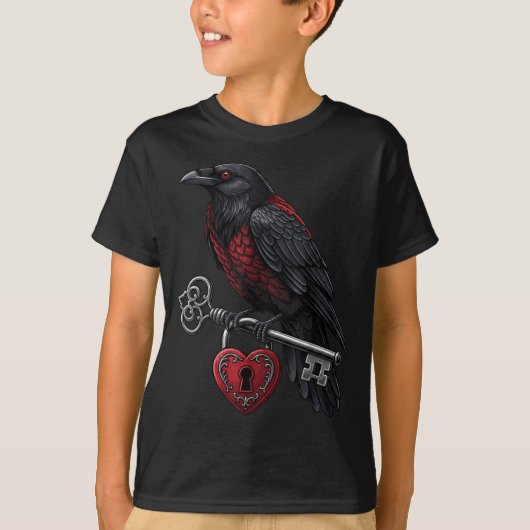 Funny Black Crow Black Bird Funny Crow Valentines  Tシャツ (正面)