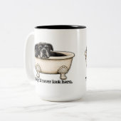 Funny Black Dog Mug Pitbull Humor ツートーンマグカップ (正面左)