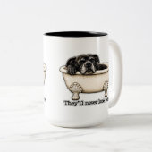 Funny Black Dog Mug Pitbull Humor ツートーンマグカップ (正面右)
