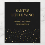 Funny Black Gold Santa's Little Wino Christmas ワインラベル (シングルラベル)
