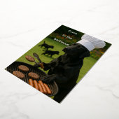 Funny Black Lab Barbecue  箔招待状 (回転した状態)