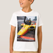 Funny Black Lab Puppy Race Car T-Shirt for Kids |  Tシャツ (正面)