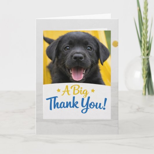 Funny Black Lab Puppy Thank You Card Adorable Dog サンキューカード (正面)