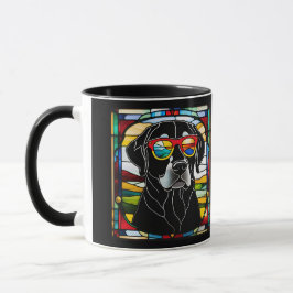 Funny Black Lab Stained Glass Coffee Mug マグカップ