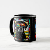 Funny Black Lab Stained Glass Coffee Mug マグカップ (正面左)