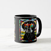 Funny Black Lab Stained Glass Coffee Mug マグカップ (正面右)