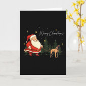 Funny Black Mouth Cur Dog Santa Claus Christmas Wa カード (黄色い花)