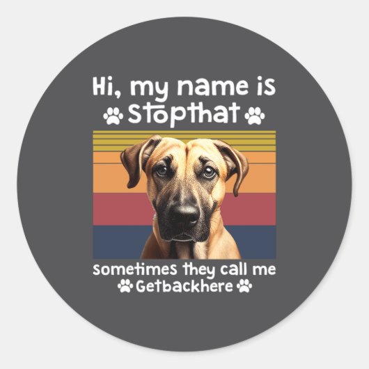 Funny Black Mouth Cur Dog Saying  ラウンドシール (正面)