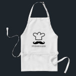 Funny black mustache BBQ apron for men スタンダードエプロン<br><div class="desc">Funny black mustache BBQ apron for men. Cute personalized cooking / grilling / barbeque gift idea for chef cook dad, father, husband, grandpa, uncle, son etc. Cute handlebar moustache design with cooks hat. Barbecue aprons in beige white and yellow with personalize with name or quote like BBQ King or Grill...</div>