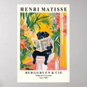 Funny Black Pug Bathroom Print Matisse Style ポスター (正面)