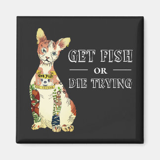 Funny Black Thug Sphynx Cat Tattoo Feline Saying マグネット