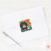 Funny Black White Cat Creationarts  Sticker スクエアシール (封筒)