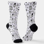 Funny Black & White Cats Pattern Cat Lovers ソックス (傾斜あり)