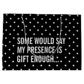 Funny Black with White Polka Dot Gift Bag ラージペーパーバッグ (裏面)