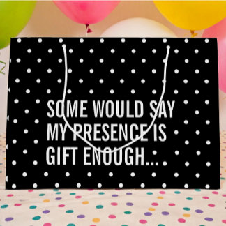 Funny Black with White Polka Dot Gift Bag ラージペーパーバッグ