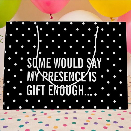 Funny Black with White Polka Dot Gift Bag ラージペーパーバッグ