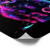 Funny Blacklight Glitch Art Cute Cat Kitten Valent ポスター (角)