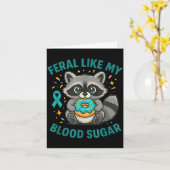 Funny Blood Sugar Raccoon Food Chaos Diabetes Fera カード (黄色い花)