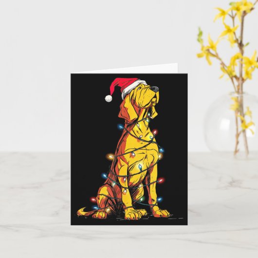 Funny Bloodhound Christmas Graphics Dog Lights Lov カード (黄色い花)
