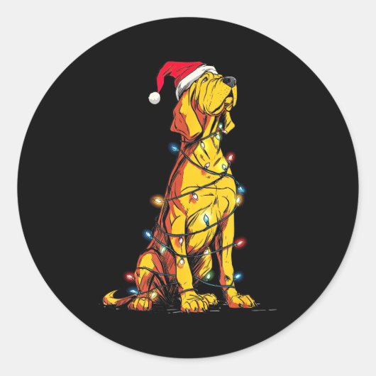 Funny Bloodhound Christmas Graphics Dog Lights Lov ラウンドシール (正面)