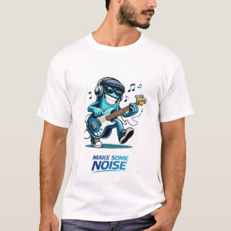 Funny Blue Bass Player Character Music  Tシャツ