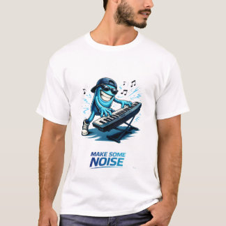 Funny Blue Keyboard Player Character Music  Tシャツ