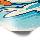 Funny Blue Penguin Ice Skating Quote Design フォトプリント (角)