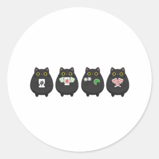 Funny Board Game Night , Mahjong Black Cat ラウンドシール