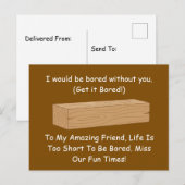 Funny Board Pun Gift: Bored Without You ポストカード (正面/裏面)