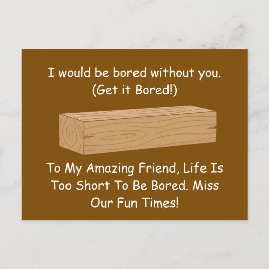 Funny Board Pun Gift: Bored Without You ポストカード (正面)