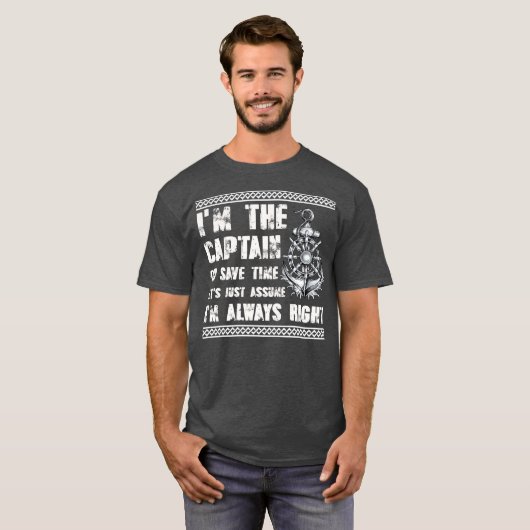Funny Boat Captain Pontoon Captain Dad Papa Men Tシャツ (正面フル)