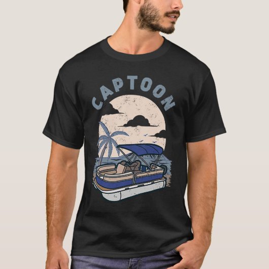 Funny Boating Captoon Pontoon Tritoon Captain Pont Tシャツ (正面)