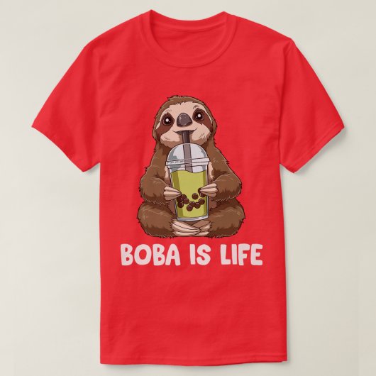 Funny Boba Tea - Kawaii Bubble Tea Sloth  930 Tシャツ (デザイン正面)