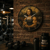 Funny Bodybuilder Mona Lisa Gym Queen Renaissance ラージ壁時計