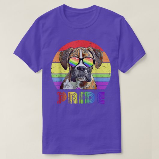 Funny Boer Dog Rainbow Sunglasses LGBT Gay Lesbian Tシャツ (デザイン正面)