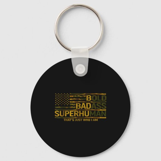 Funny Bold Bad Superhuman Fathers Day Gag Gift Gra キーホルダー (正面)