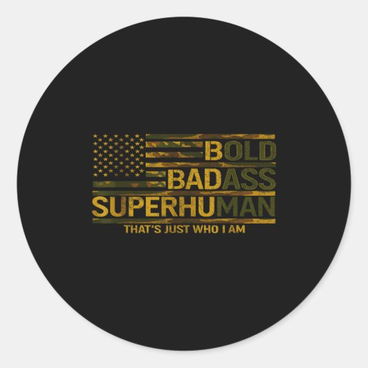 Funny Bold Bad Superhuman Fathers Day Gag Gift Gra ラウンドシール (正面)