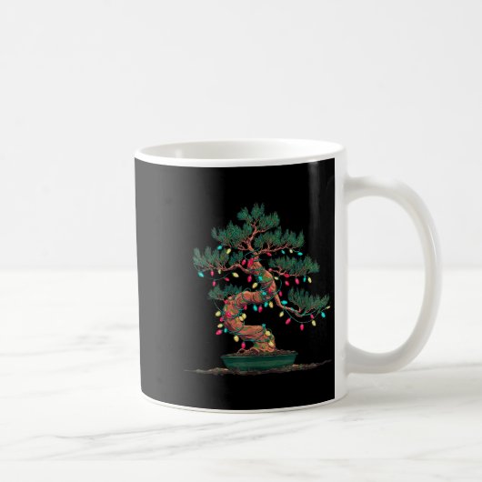 Funny Bonsai Tree Christmas Graphics Lights Lover  コーヒーマグカップ (右)