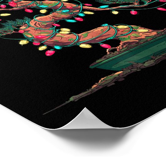 Funny Bonsai Tree Christmas Graphics Lights Lover ポスター (角)