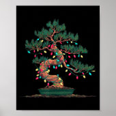 Funny Bonsai Tree Christmas Graphics Lights Lover ポスター (正面)