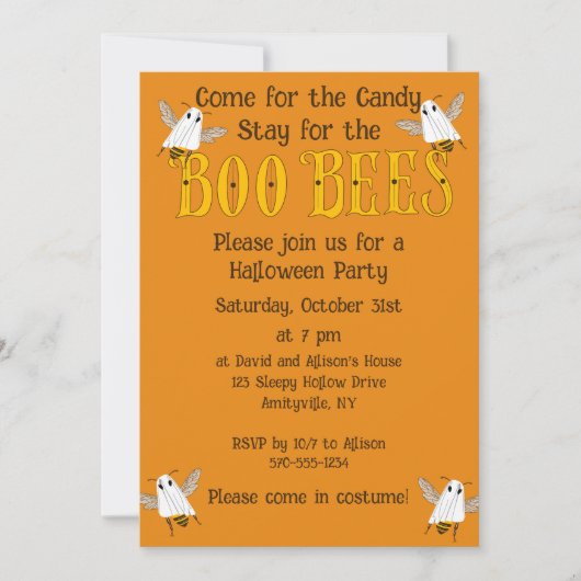 Funny Boo Bees Halloween Party Invitation 招待状 (正面)