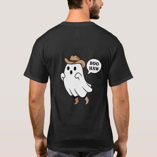 Funny "Boo Haw" Cute Cowboy Ghost Pun Tシャツ (裏面)